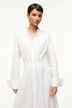 Poplin Shop|Dresses<STAUD MIDI LORENZA DRESS   WHITE