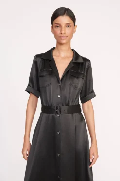 Dresses<STAUD MILLIE DRESS   SATIN BLACK