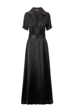 Dresses<STAUD MILLIE DRESS   SATIN BLACK