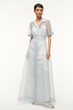 The Evening Edit|Dresses<STAUD MILLIE DRESS  IVORY MICRO STRIPE IVORYMICROSTRIPE