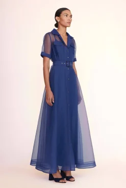 Dresses<STAUD MILLIE DRESS   ORGANZA NAVY