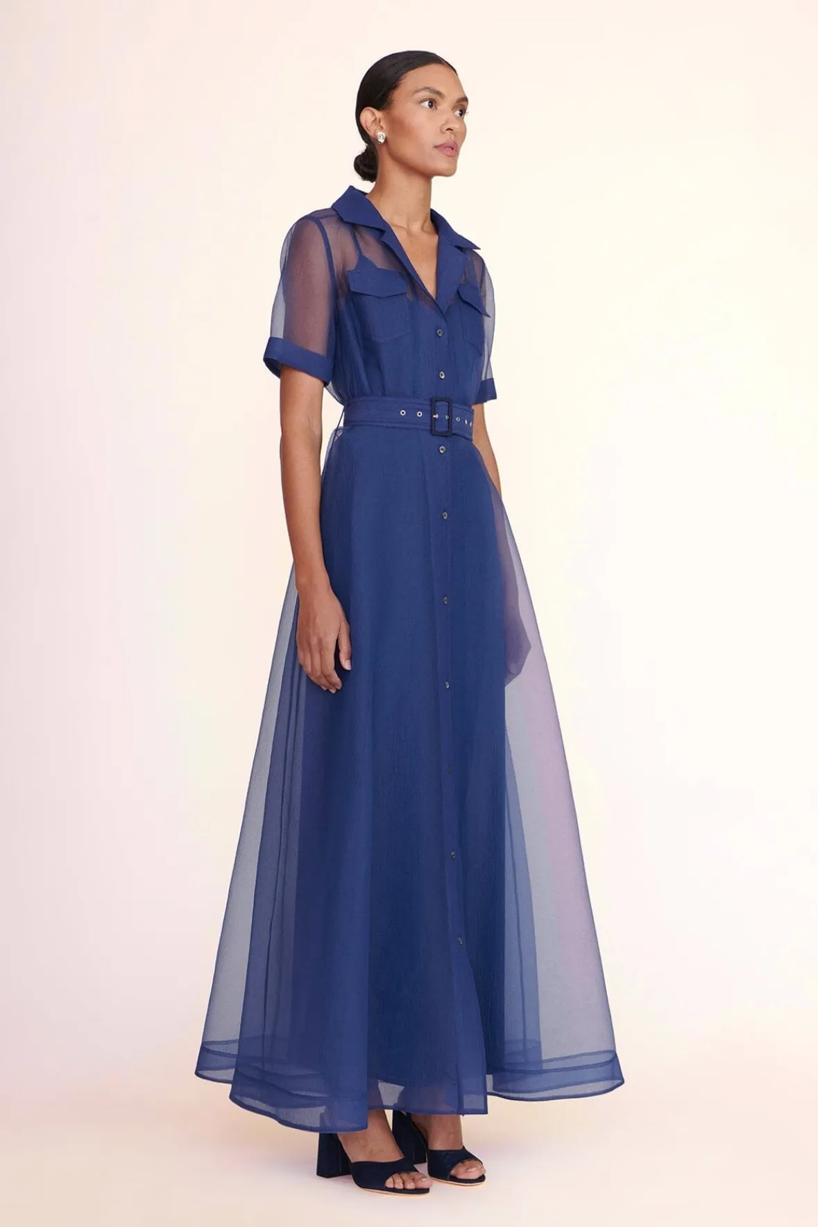 Dresses<STAUD MILLIE DRESS ORGANZA NAVY