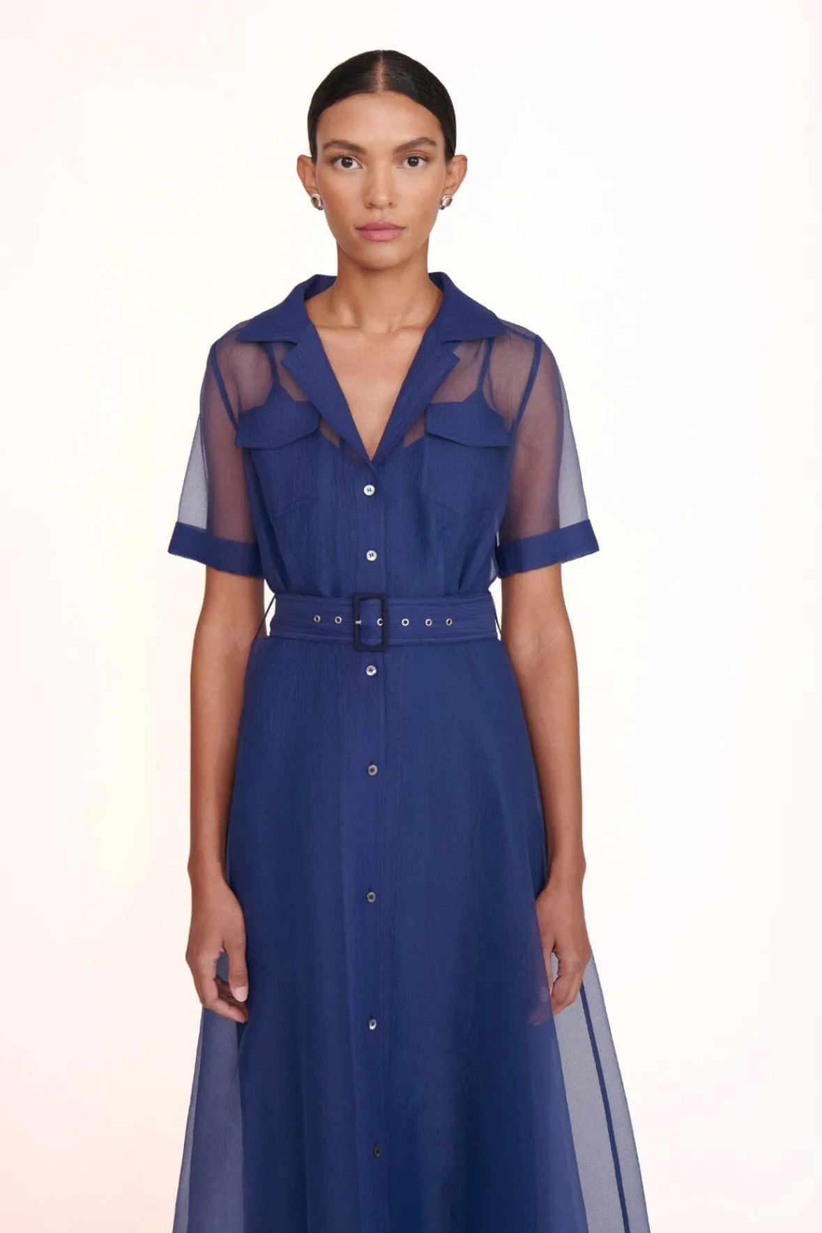 Dresses<STAUD MILLIE DRESS ORGANZA NAVY