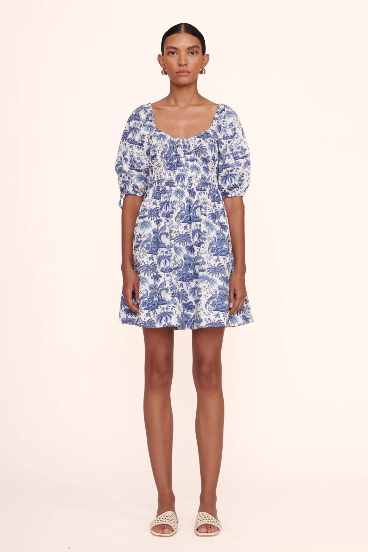 Dresses<STAUD MINI FAYE DRESS BLUE TOILE BLUETOILE