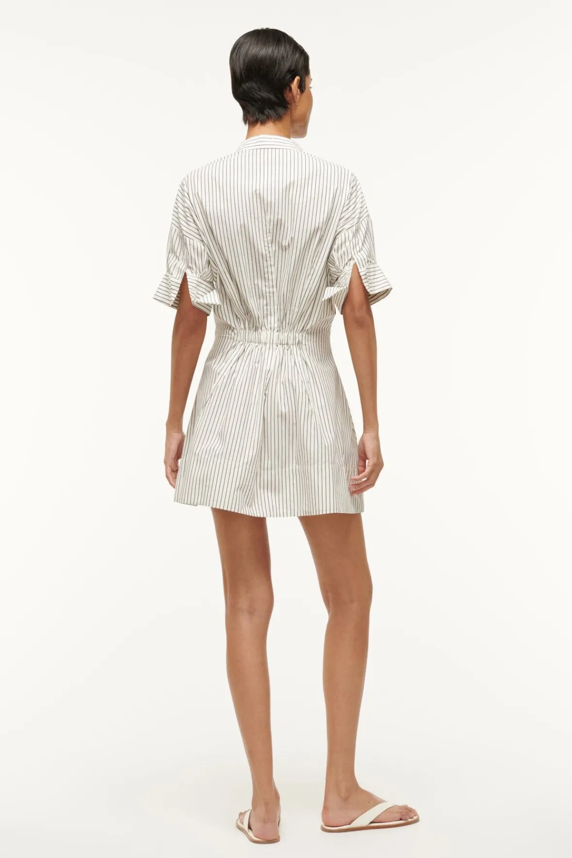 Poplin Shop|Dresses<STAUD MINI LORENZA DRESS IVORY MICRO STRIPE IVORYMICROSTRIPE