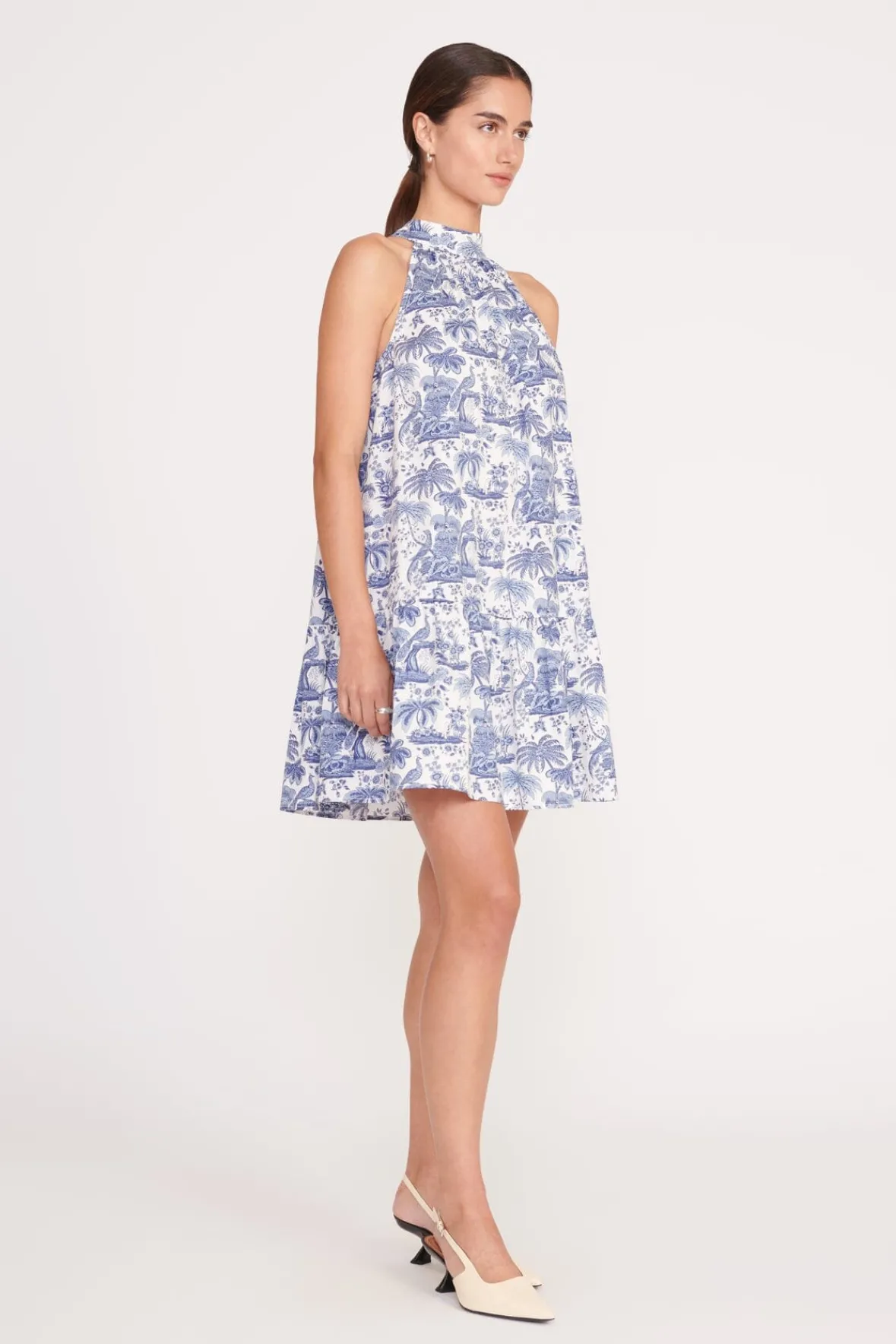 Dresses|Poplin Shop<STAUD MINI MARLOWE DRESS BLUE TOILE BLUETOILE
