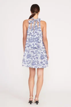 Dresses|Poplin Shop<STAUD MINI MARLOWE DRESS BLUE TOILE BLUETOILE