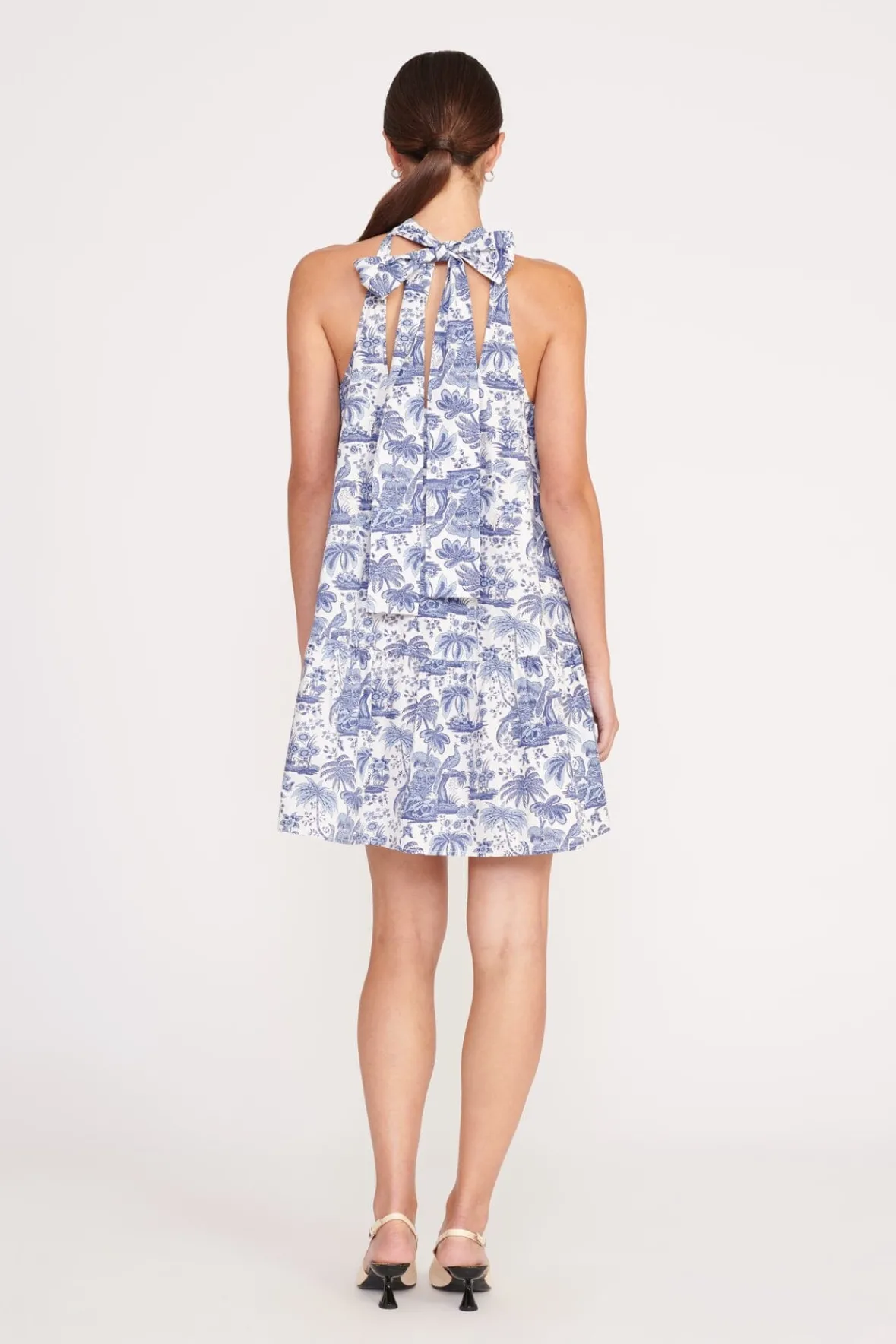 Dresses|Poplin Shop<STAUD MINI MARLOWE DRESS BLUE TOILE BLUETOILE