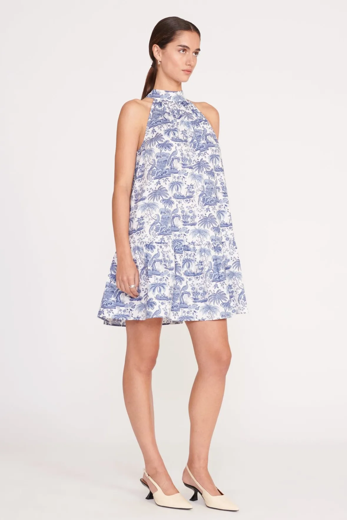 Dresses|Poplin Shop<STAUD MINI MARLOWE DRESS BLUE TOILE BLUETOILE