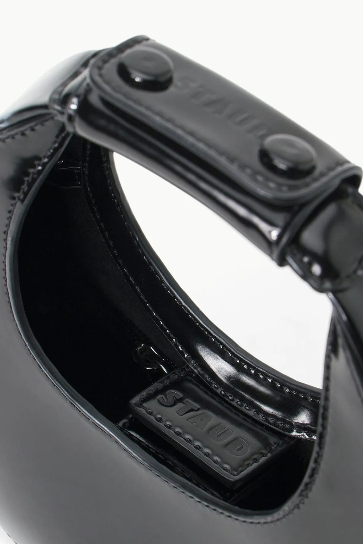 Moon<STAUD MINI MOON BAG POLISHED BLACK
