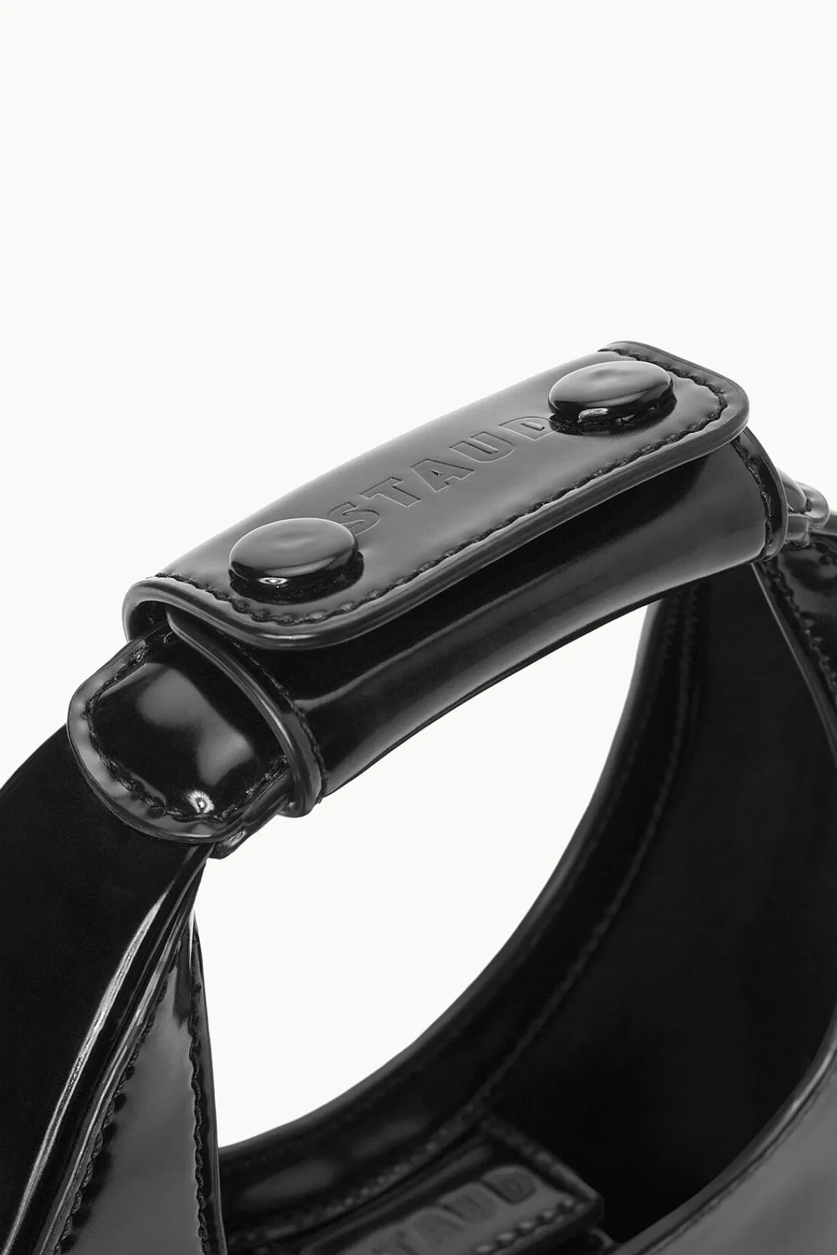 Moon<STAUD MINI MOON BAG POLISHED BLACK