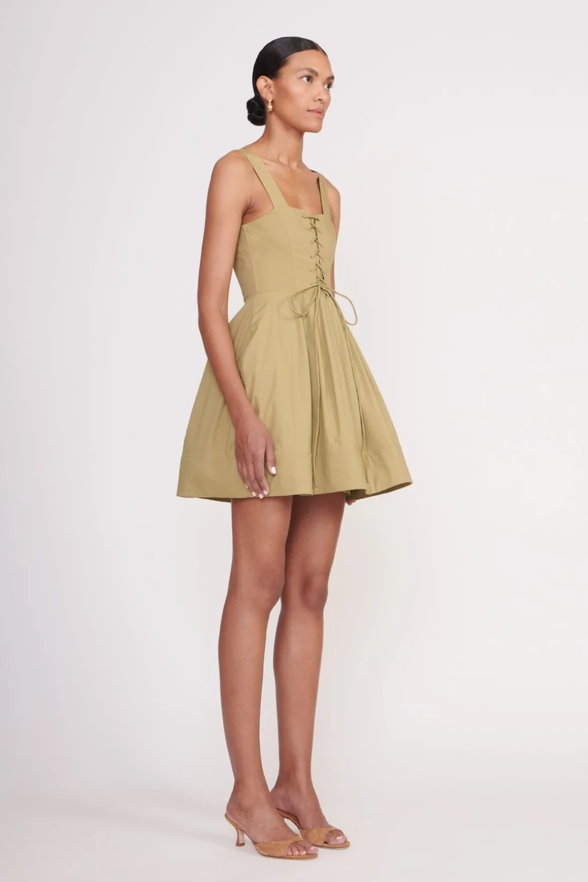 Poplin Shop<STAUD MINI SUTTON DRESS KHAKI