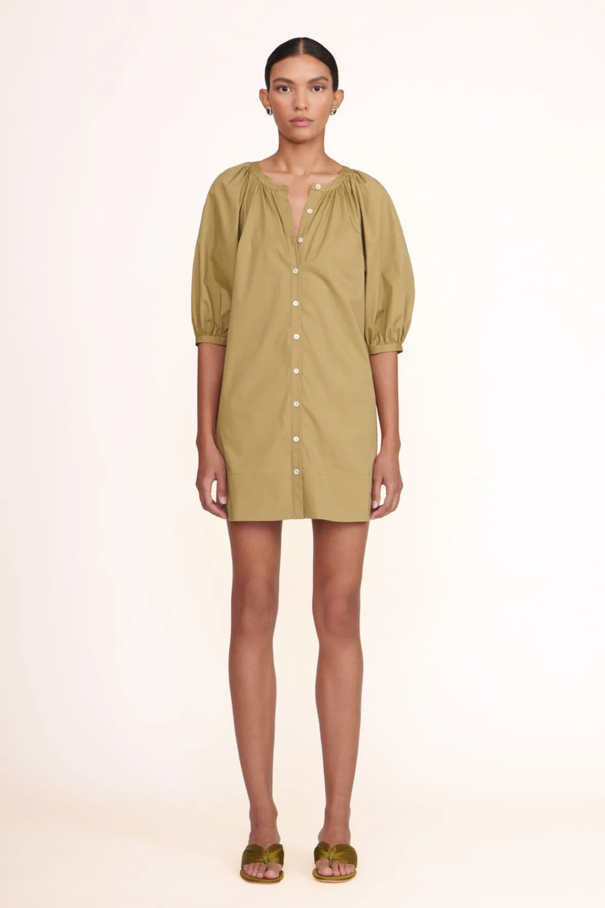 Dresses<STAUD MINI VINCENT DRESS KHAKI