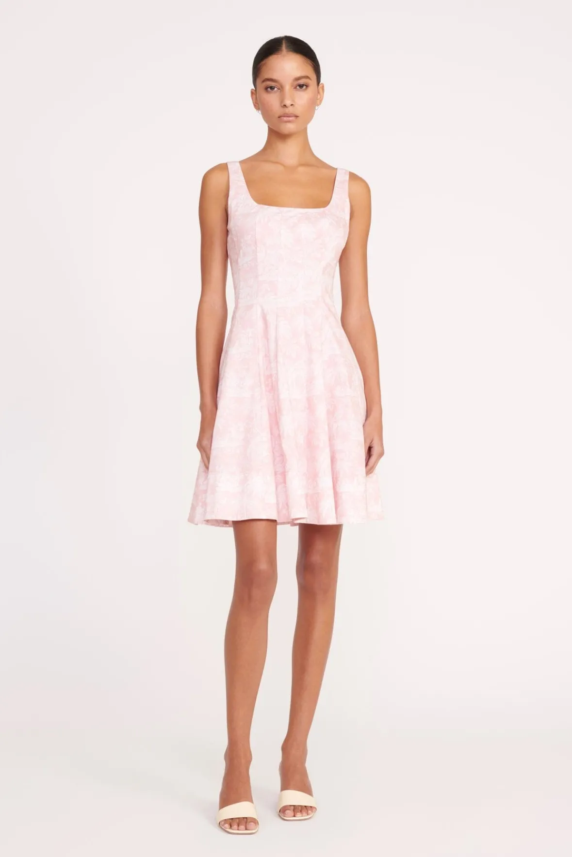 Best Sellers|Poplin Shop<STAUD MINI WELLS DRESS CHERRY BLOSSOM IVORY TOILE CHERRYBLOSSOMIVORYTOILE