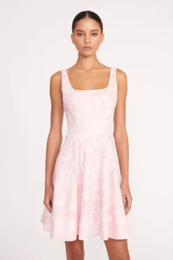 Best Sellers|Poplin Shop<STAUD MINI WELLS DRESS  CHERRY BLOSSOM IVORY TOILE CHERRYBLOSSOMIVORYTOILE