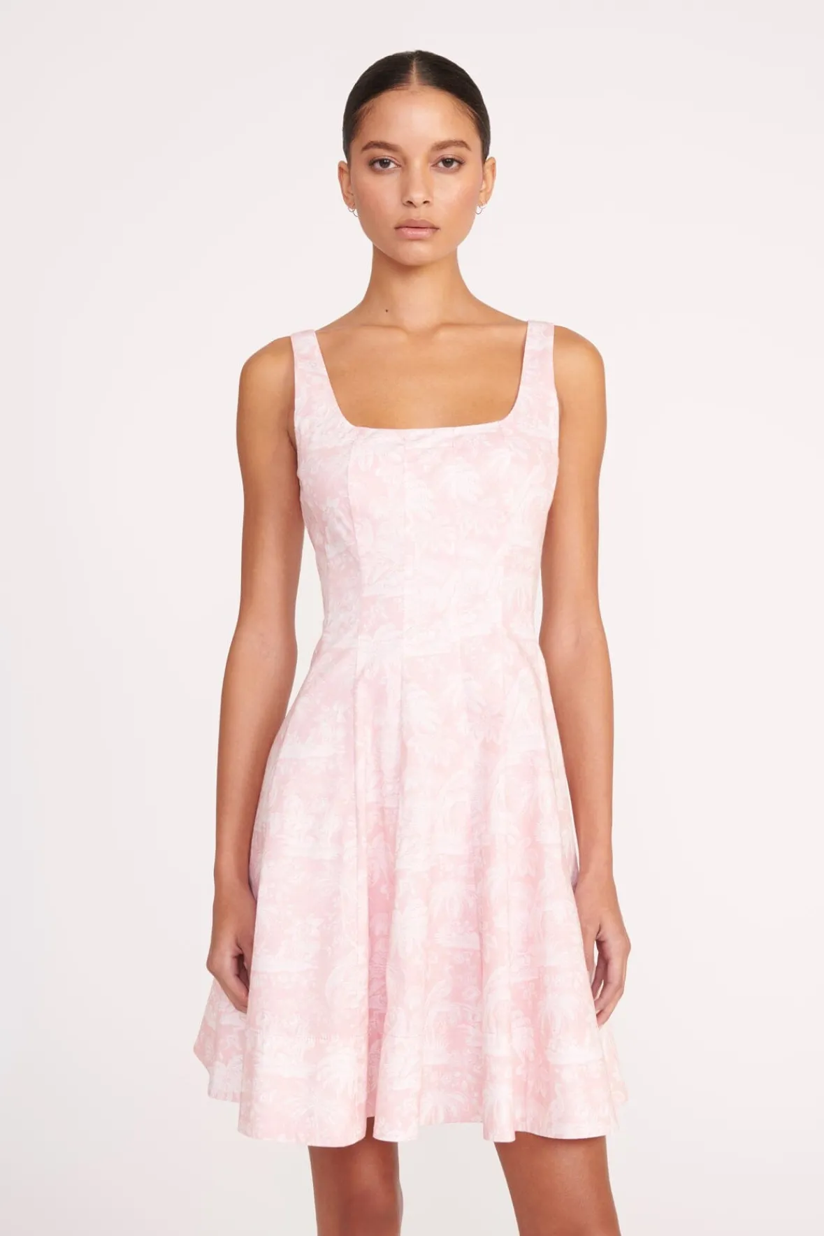 Best Sellers|Poplin Shop<STAUD MINI WELLS DRESS CHERRY BLOSSOM IVORY TOILE CHERRYBLOSSOMIVORYTOILE