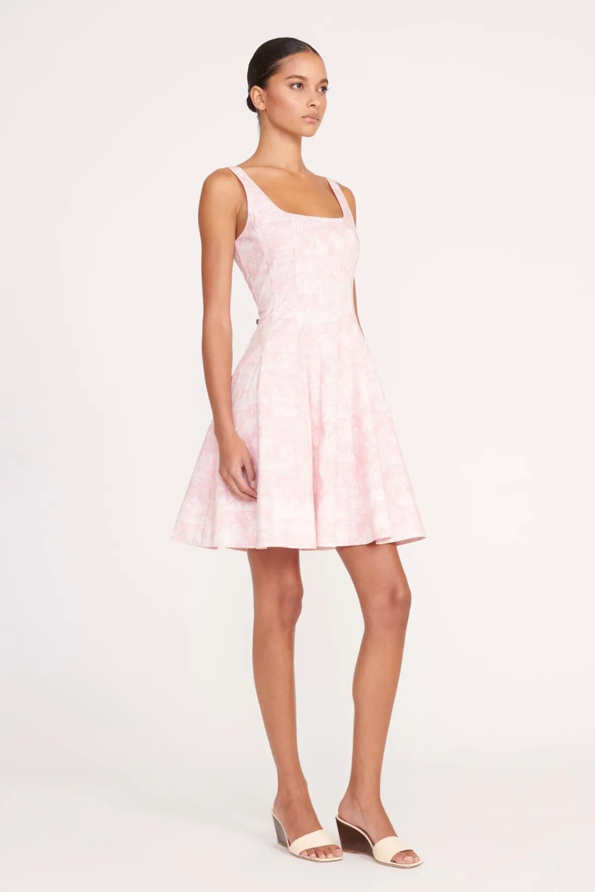 Best Sellers|Poplin Shop<STAUD MINI WELLS DRESS CHERRY BLOSSOM IVORY TOILE CHERRYBLOSSOMIVORYTOILE