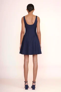 Best Sellers|Poplin Shop<STAUD MINI WELLS DRESS NAVY