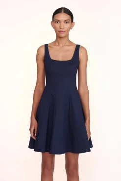 Best Sellers|Poplin Shop<STAUD MINI WELLS DRESS NAVY