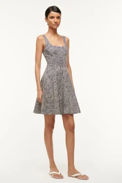 Poplin Shop|The Wells Dress<STAUD MINI WELLS DRESS  NAVY MOSAIC NAVYMOSAIC