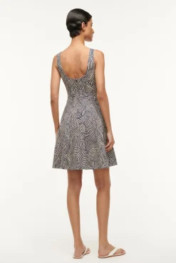 Poplin Shop|The Wells Dress<STAUD MINI WELLS DRESS NAVY MOSAIC NAVYMOSAIC