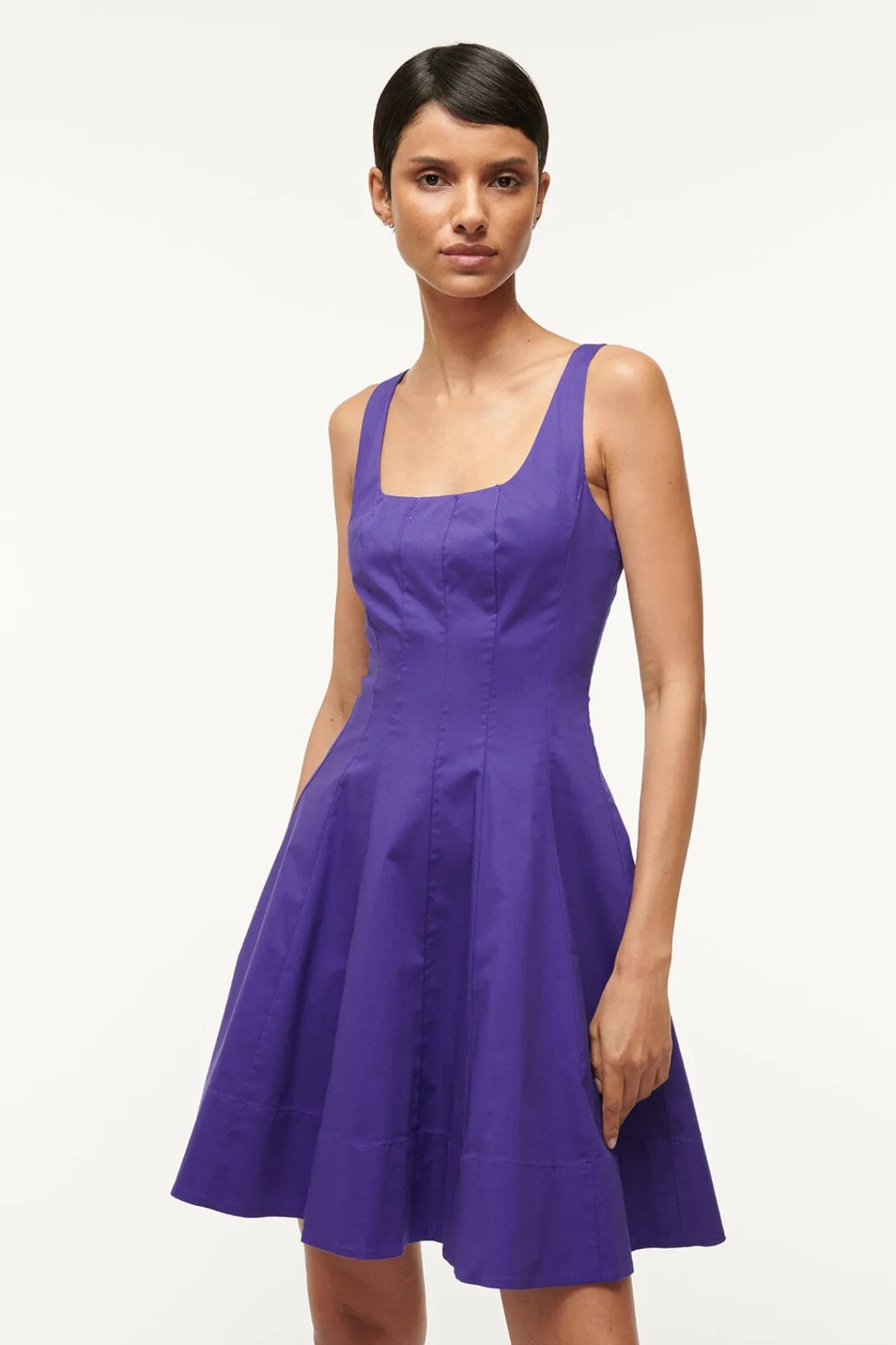 Poplin Shop|The Wells Dress<STAUD MINI WELLS DRESS VIOLET