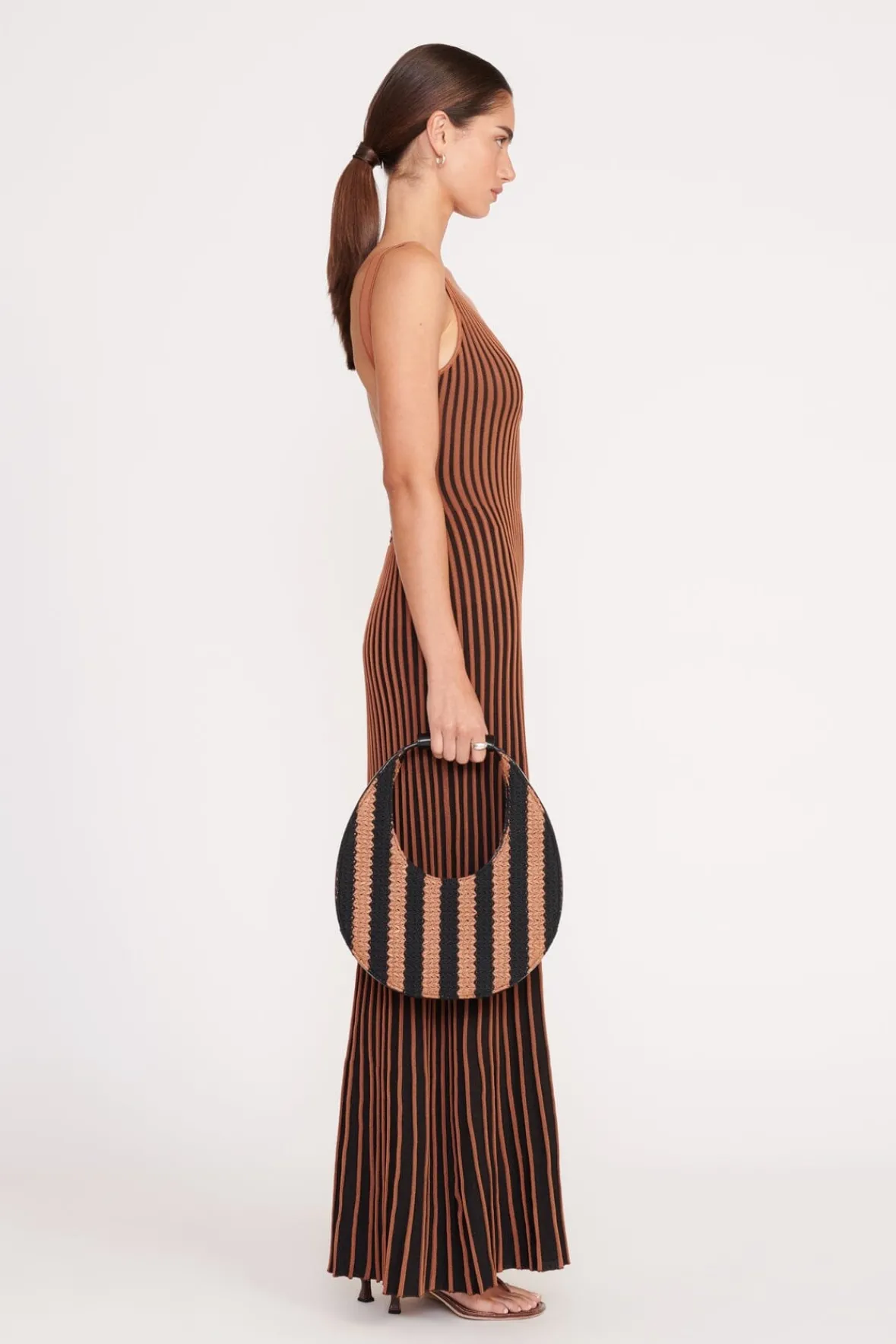 Moon<STAUD MOON BAG BLACK TAN SEASHORE STRIPE BLACKTANSEASHORESTRIPE