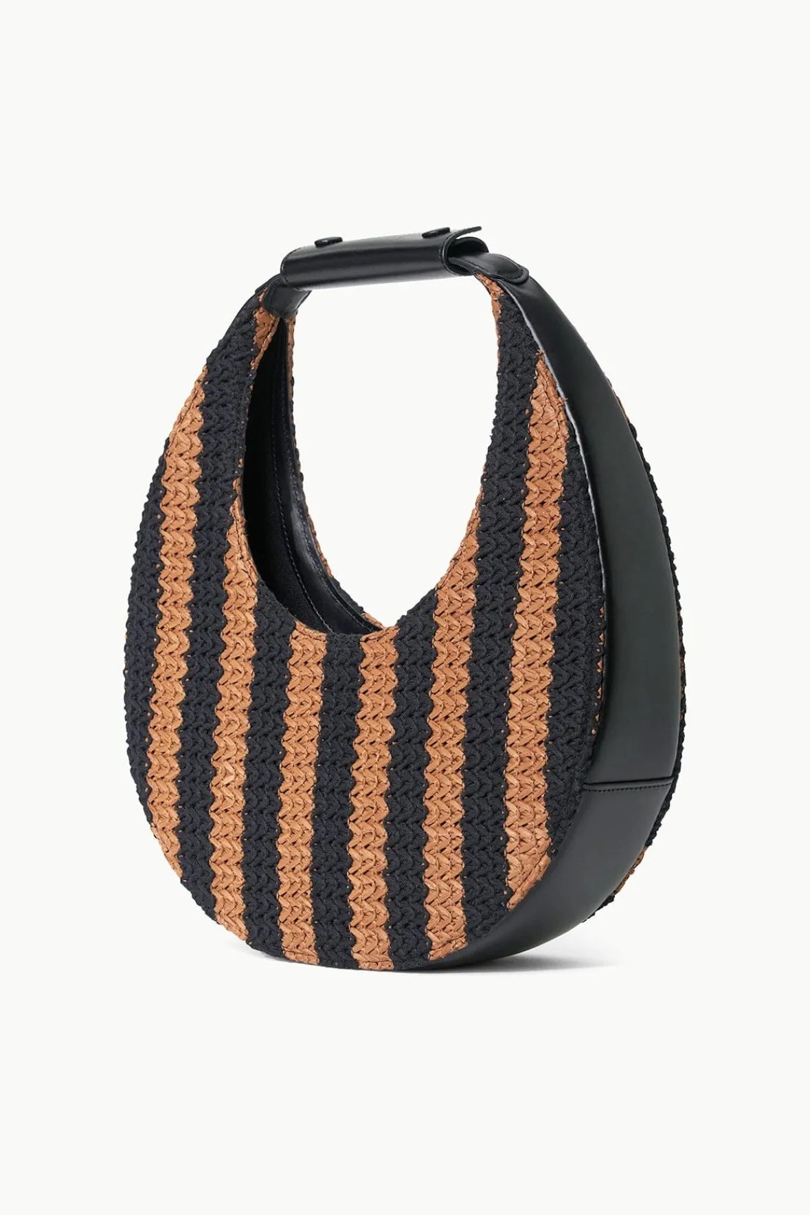 Moon<STAUD MOON BAG BLACK TAN SEASHORE STRIPE BLACKTANSEASHORESTRIPE