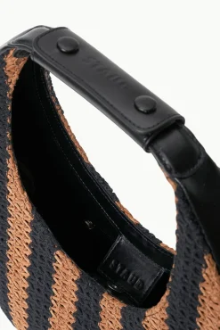 Moon<STAUD MOON BAG BLACK TAN SEASHORE STRIPE BLACKTANSEASHORESTRIPE