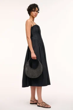 Moon|Shoulder<STAUD MOON WOVEN BAG   BLACK