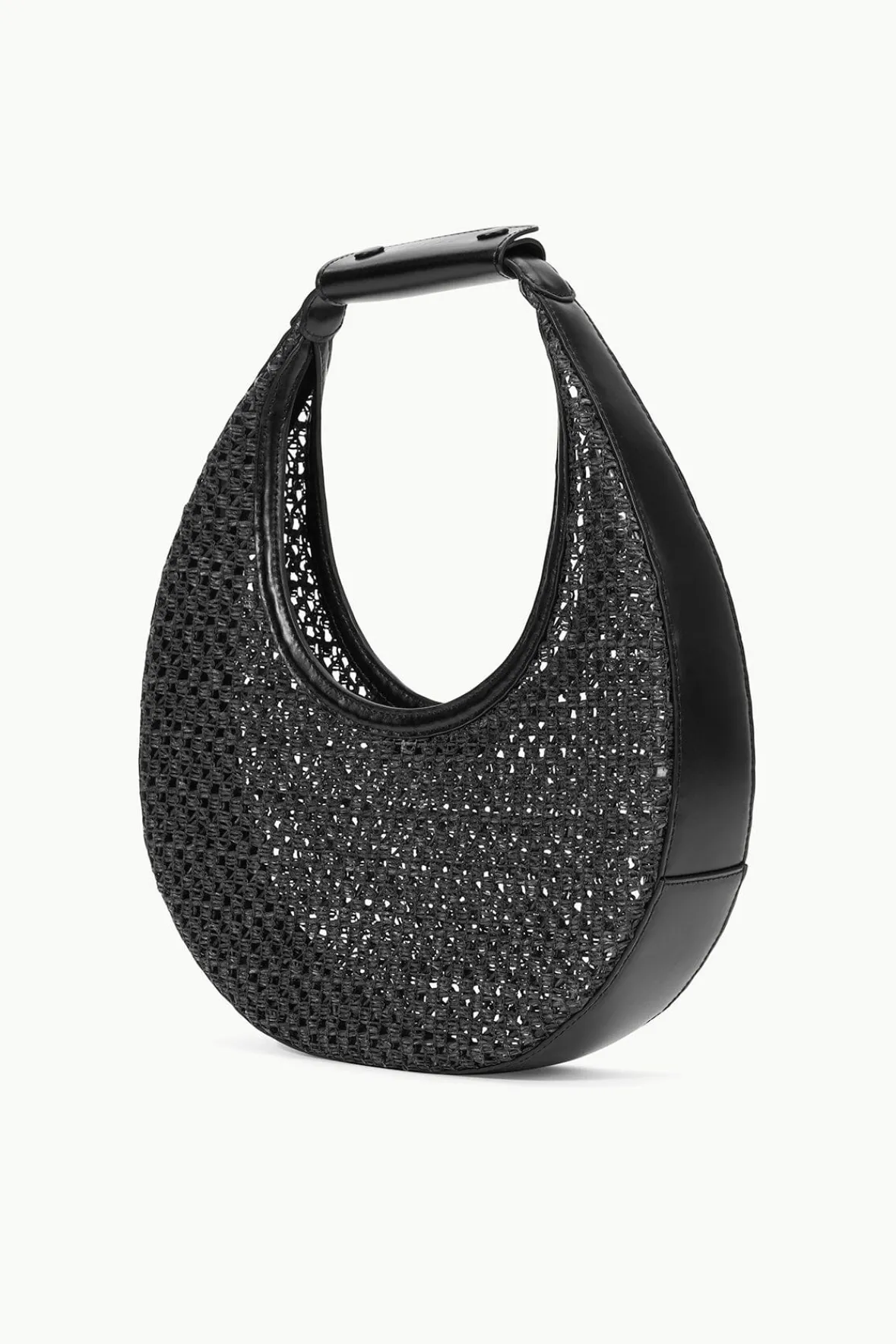 Moon|Shoulder<STAUD MOON WOVEN BAG BLACK