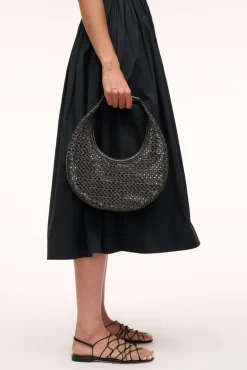 Moon|Shoulder<STAUD MOON WOVEN BAG BLACK