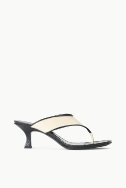 Heels<STAUD NATALIA THONG SANDAL CREAM BLACK CREAMBLACK