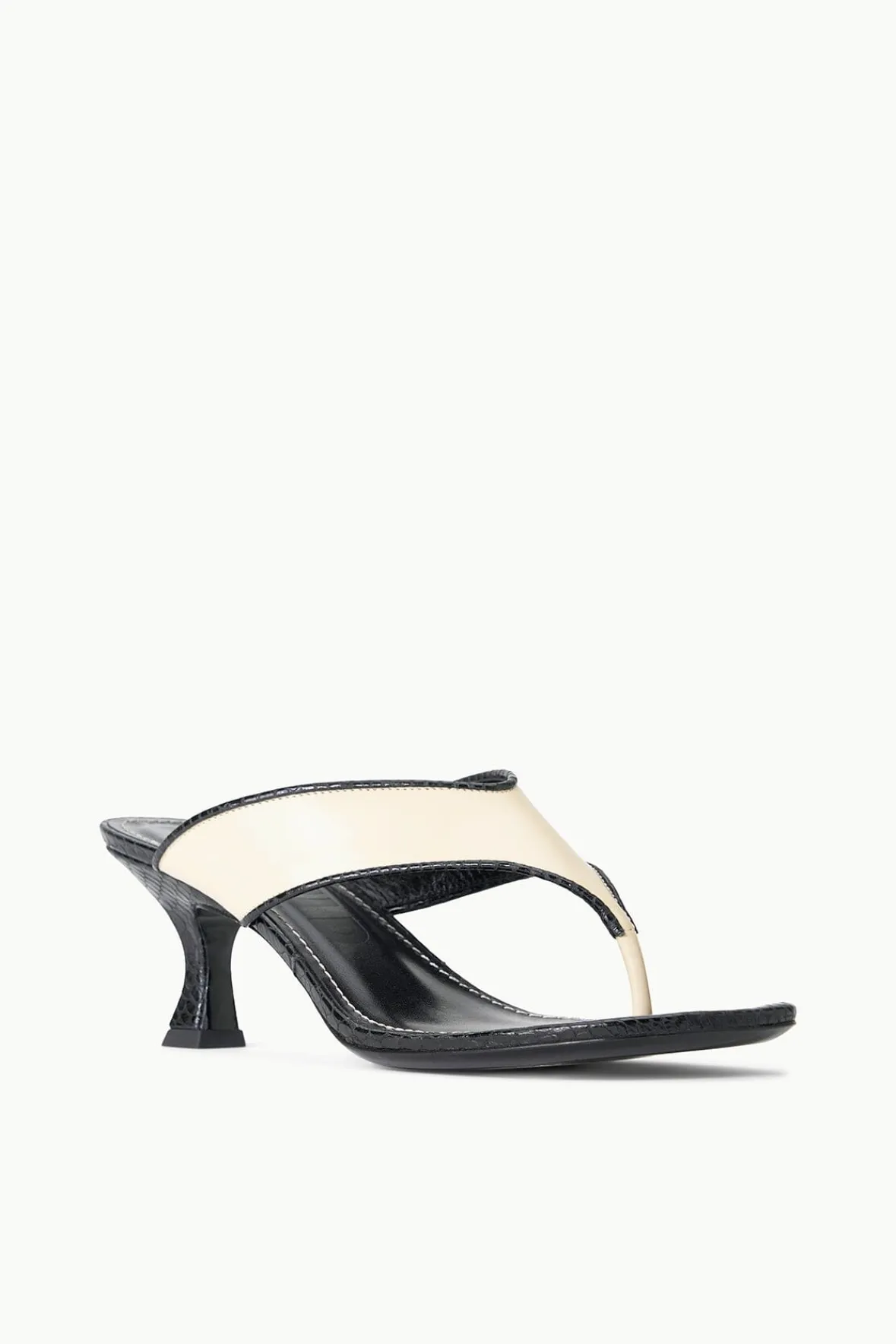 Heels<STAUD NATALIA THONG SANDAL CREAM BLACK CREAMBLACK