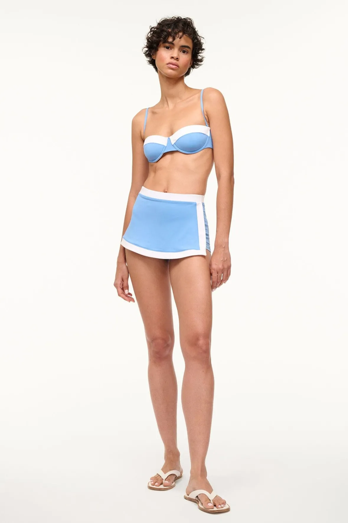 Bikinis<STAUD NELL SWIM SKIRT AZURE WHITE AZUREWHITE