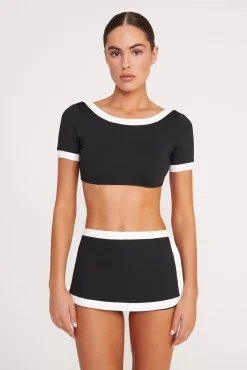 Bikinis<STAUD NELL SWIM SKIRT BLACK WHITE BLACKWHITE