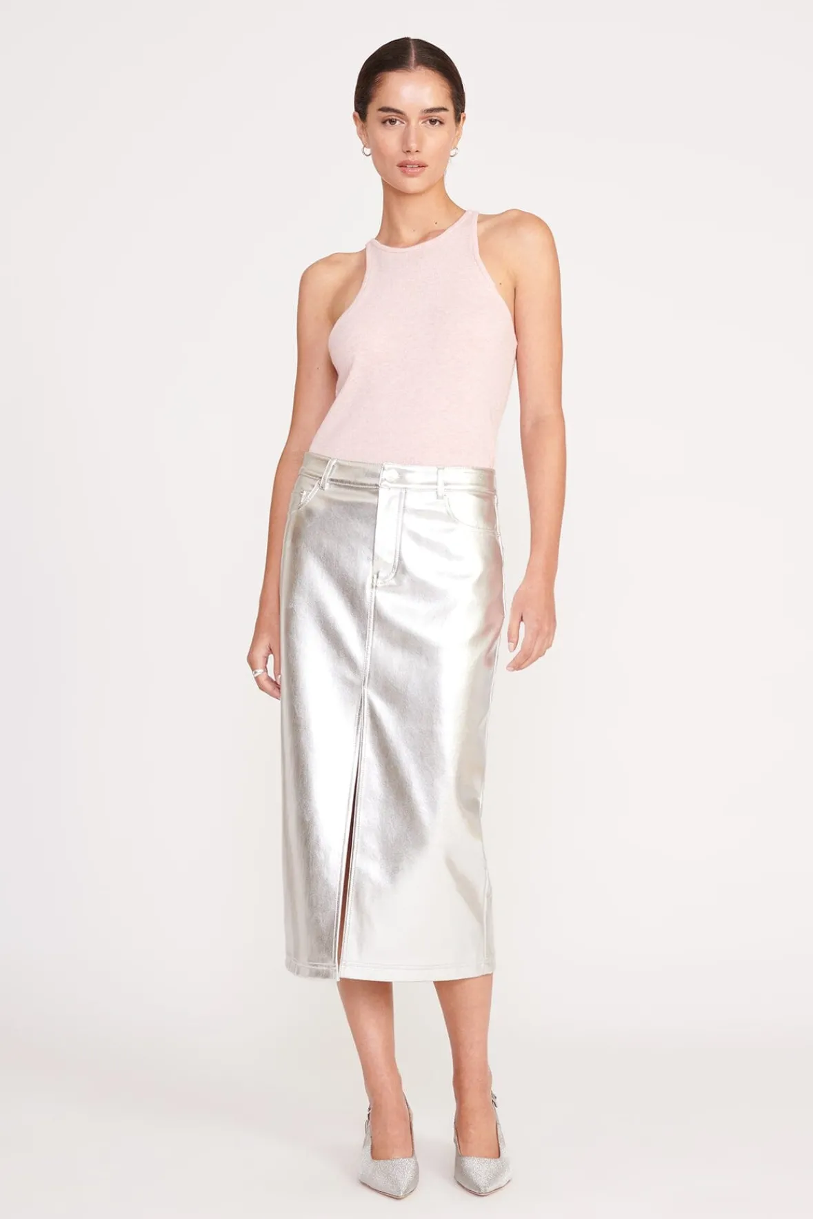 Skirts<STAUD OAKLYN SKIRT SILVER