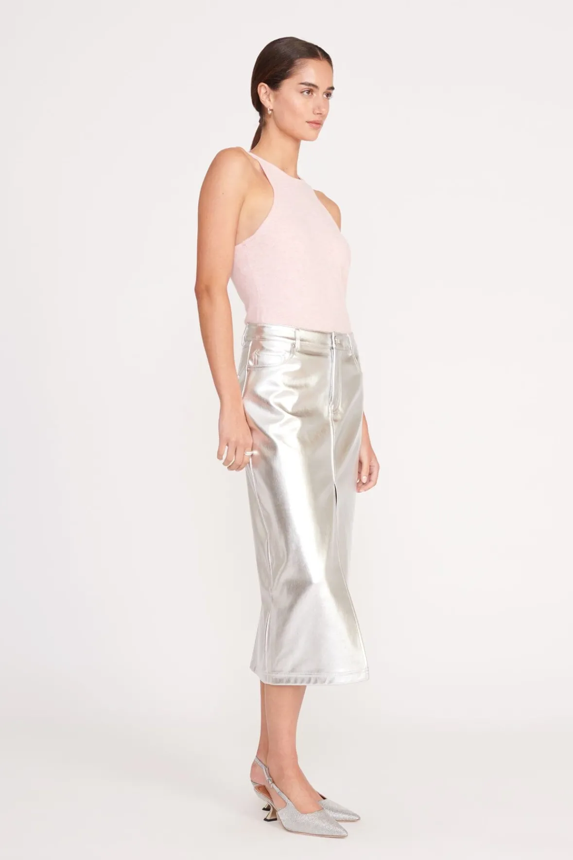 Skirts<STAUD OAKLYN SKIRT SILVER