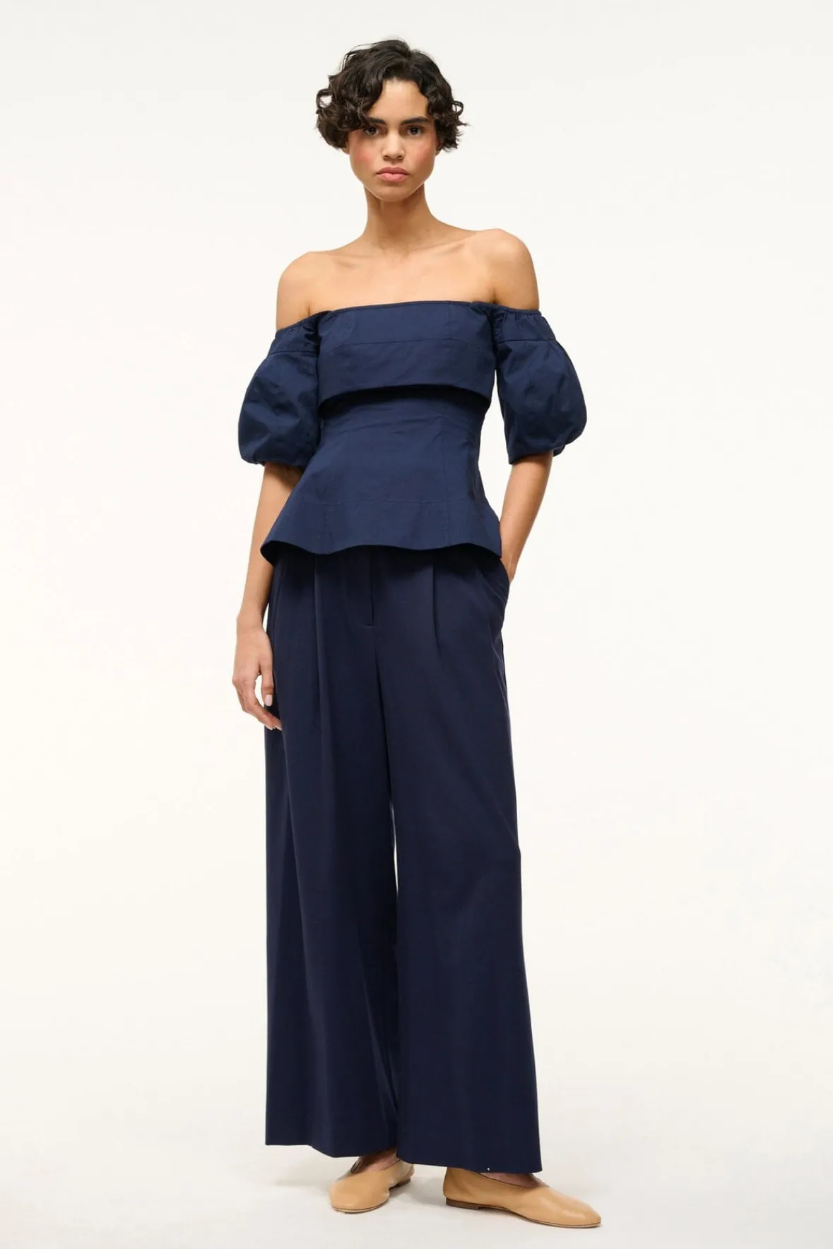 Poplin Shop|Tops<STAUD PALERMO TOP NAVY