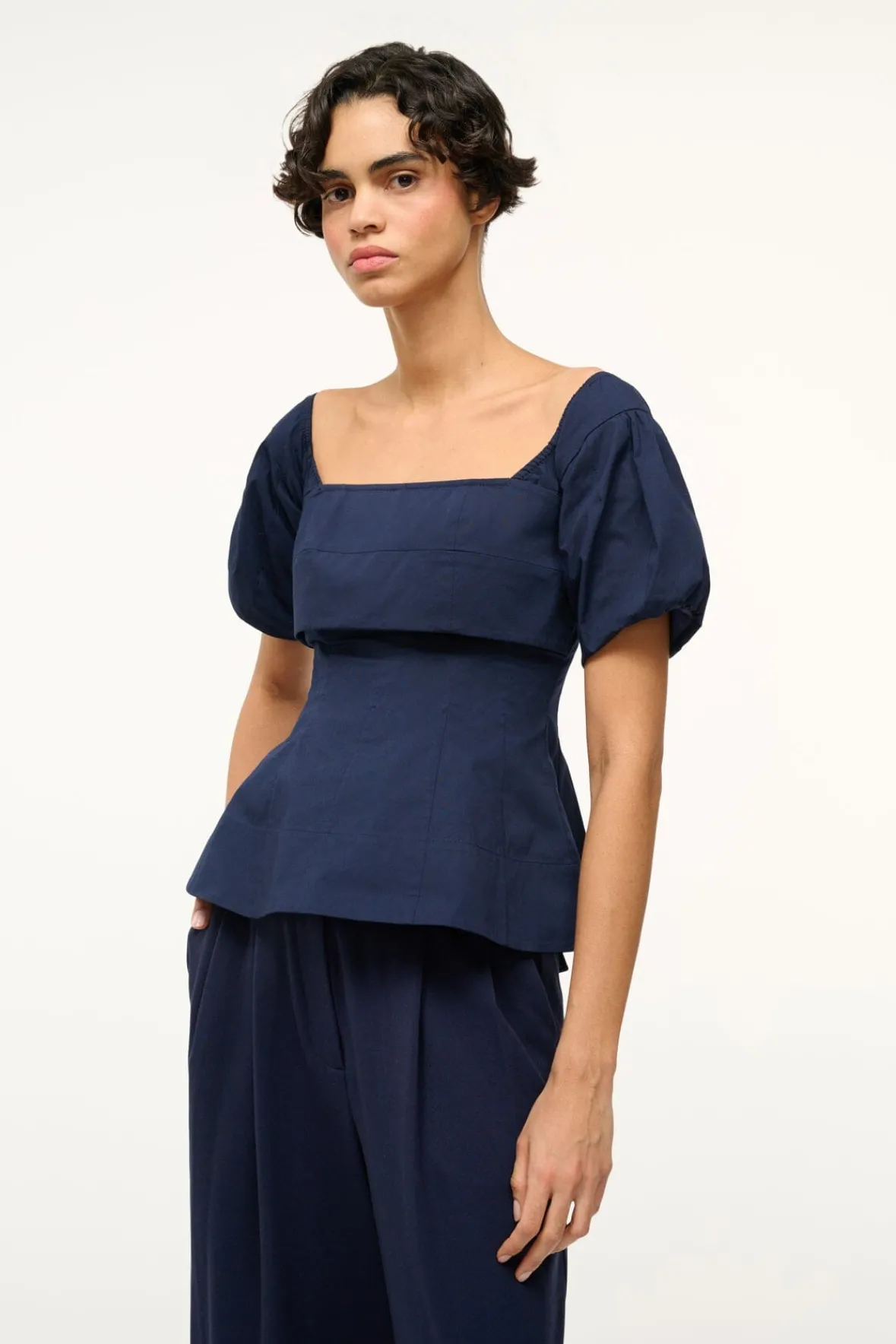 Poplin Shop|Tops<STAUD PALERMO TOP NAVY