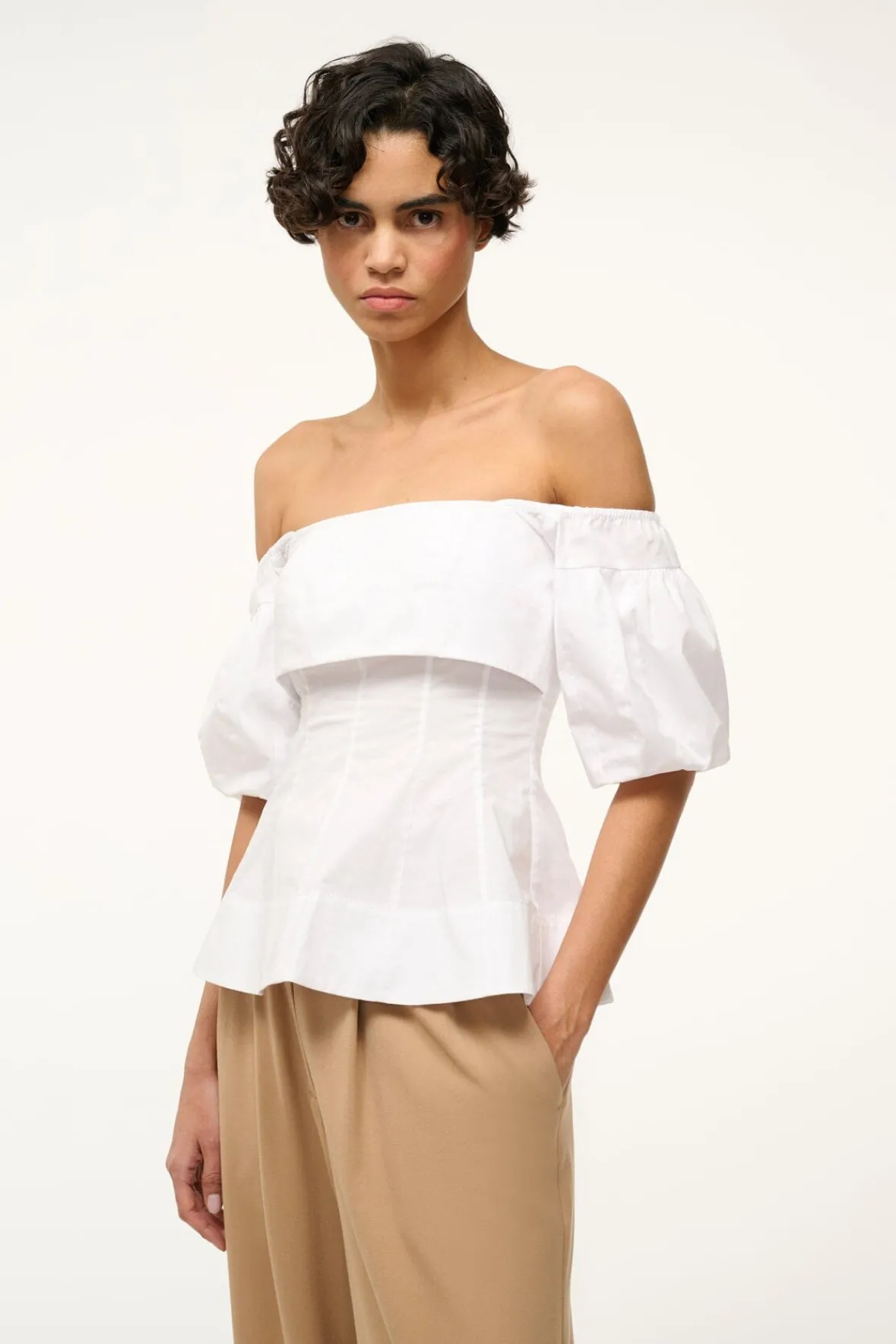 Poplin Shop|Tops<STAUD PALERMO TOP WHITE