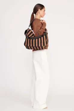Totes<STAUD PERRY BAG  BLACK TAN SEASHORE STRIPE BLACKTANSEASHORESTRIPE
