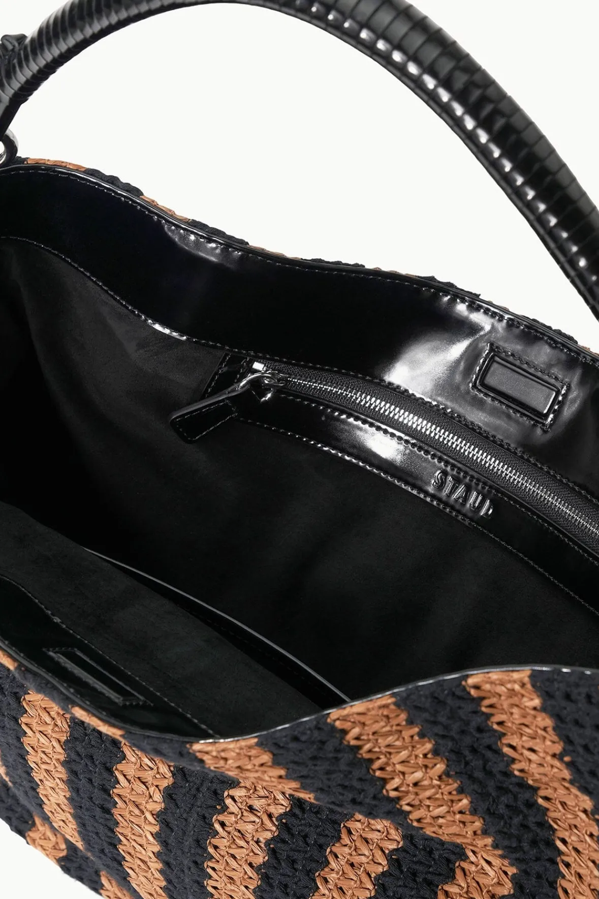 Totes<STAUD PERRY BAG BLACK TAN SEASHORE STRIPE BLACKTANSEASHORESTRIPE