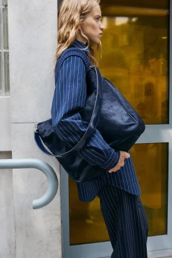 Totes<STAUD PERRY BAG   HAIRCALF NAVY
