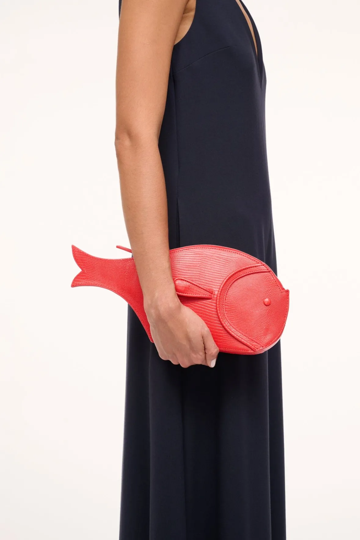 Clutches<STAUD PESCE LEATHER CLUTCH RED ROSE REDROSE