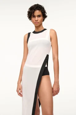 Cover-Ups<STAUD POINTER COVERUP TOP  WHITE BLACK WHITEBLACK