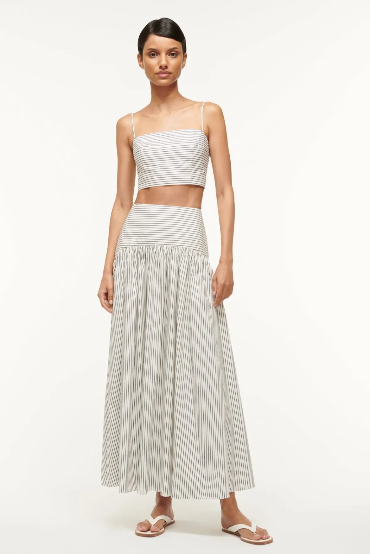 Poplin Shop|Skirts<STAUD PROCIDA SKIRT IVORY MICRO STRIPE IVORYMICROSTRIPE