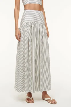 Poplin Shop|Skirts<STAUD PROCIDA SKIRT  IVORY MICRO STRIPE IVORYMICROSTRIPE