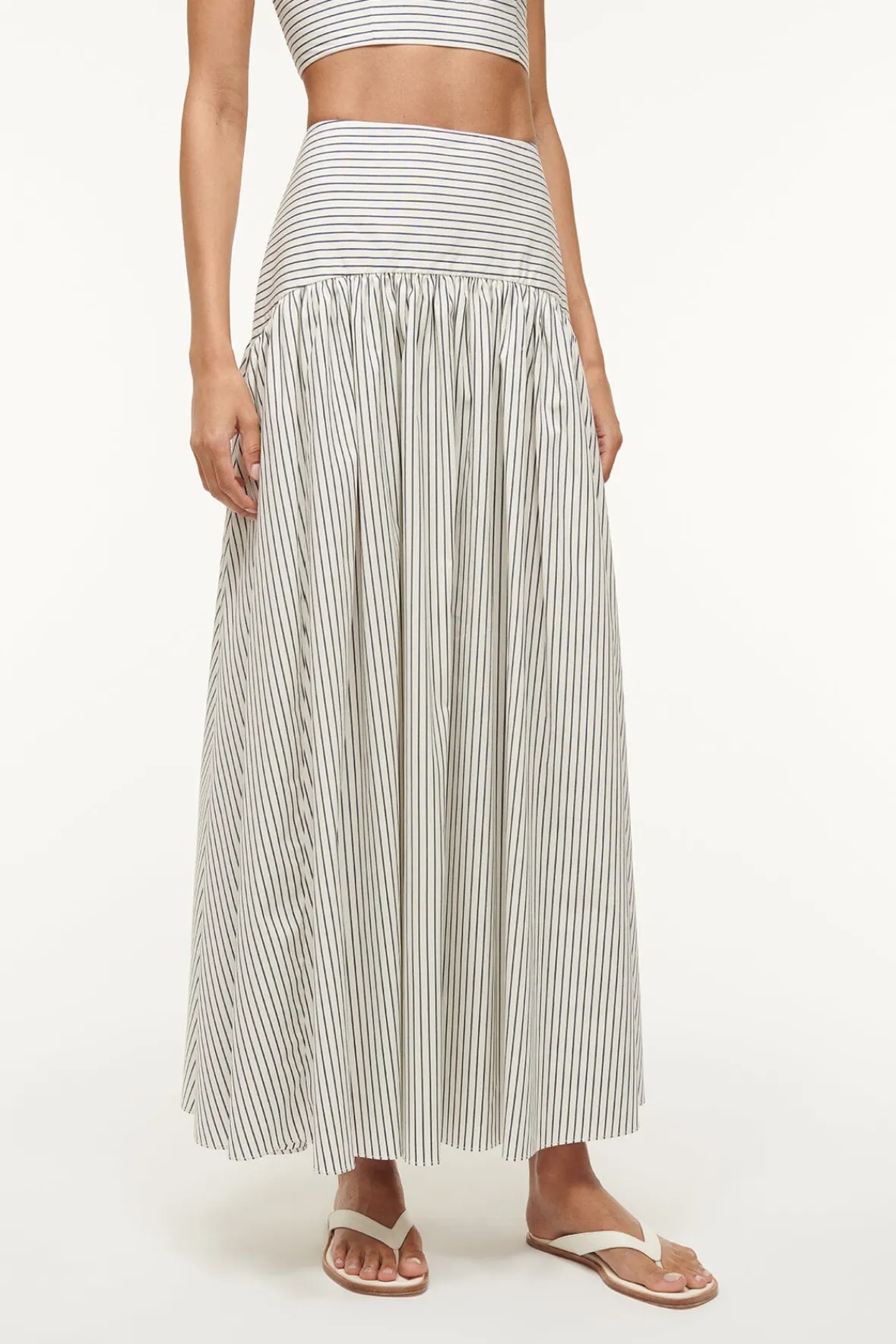 Poplin Shop|Skirts<STAUD PROCIDA SKIRT IVORY MICRO STRIPE IVORYMICROSTRIPE