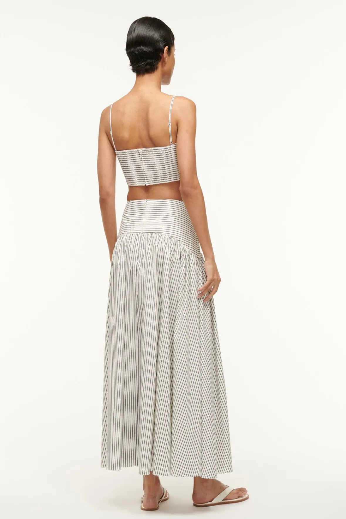Poplin Shop|Skirts<STAUD PROCIDA SKIRT IVORY MICRO STRIPE IVORYMICROSTRIPE